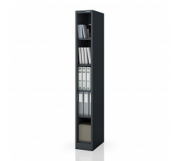 Úzký kovový regál, archivační na dokumenty antracitový: TIM 250 x 1850 x 400 mm