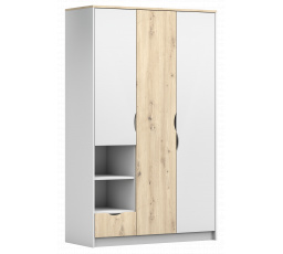 Šatní skříň 1S3D - JOY I 19, Bílá/Dub Artisan