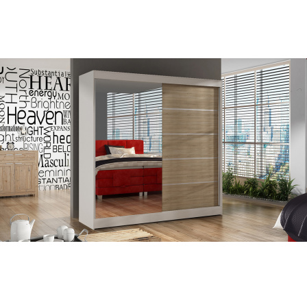 Šatní skříň BAJA III 200, Bílá/ Dub sonoma Šatní skříň BAJA III 200, Bílá/ Dub sonoma