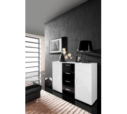 Komoda UNI, bílá/černá