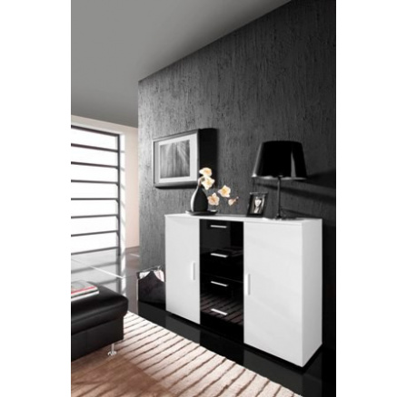 Komoda UNI, bílá/černá