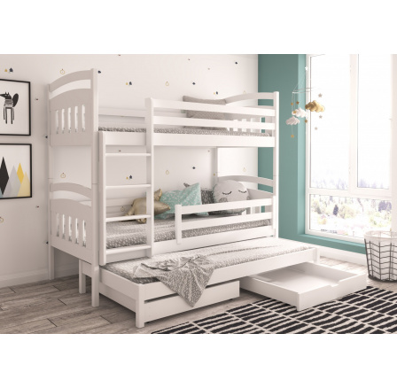 Třílůžková patrová postel ALDI 180x80 Bílá