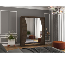 Šatní skříň s posuvnými dveřmi a zrcadlem DOLORES 180 Choco+Choco