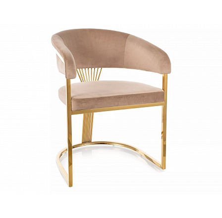 Jídelní židle CROWN VELVET, Béžový Bluvel 28/Zlatá Jídelní židle CROWN VELVET, Béžový Bluvel 28/Zlatá