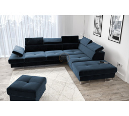 Rohová sedací souprava GALAXY s funkcí spaní 225x280 - modrá , pravá