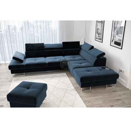 Rohová sedací souprava GALAXY s funkcí spaní 225x280 - modrá , pravá