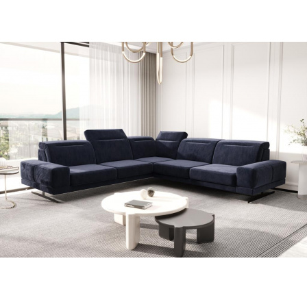 Rohová Kožená sedací souprava FIORE MAX 265x265 cm - černá