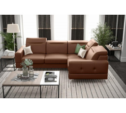 Rohová sedací souprava MALIBU přírodní kůže 250X180 cm - pravá, Hnědo rezavá kůže
