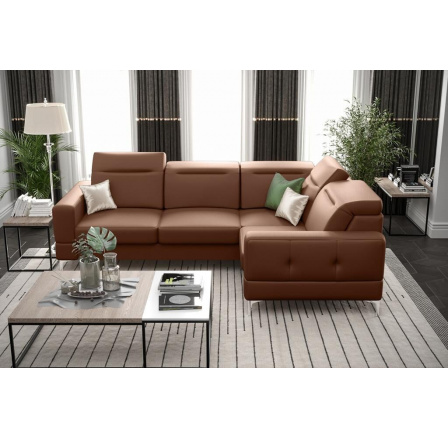 Rohová sedací souprava MALIBU přírodní kůže 250X180 cm - pravá, Hnědo rezavá kůže Rohová sedací souprava MALIBU přírodní kůže 250X180 cm - pravá, Hnědo rezavá kůže