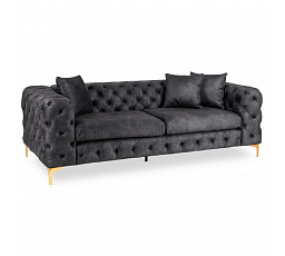 Sofa SORRENTO 3S Třímístná Černá Sametová