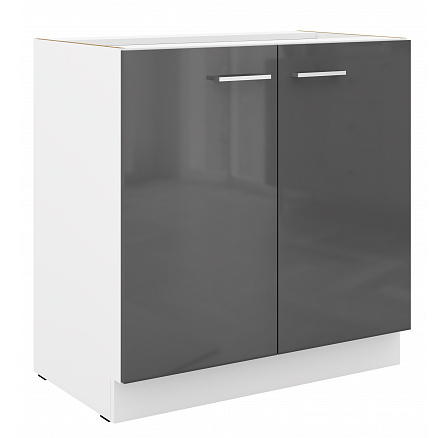 Dolní skříňka SOLA - 80 D 2F BB, Bílá/Šedý Lesk