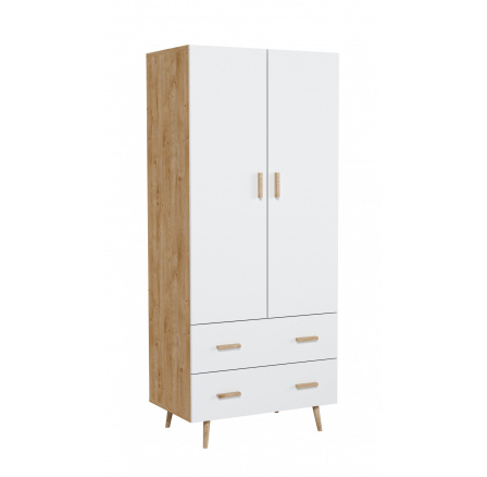 Skříň BRILLO S2D2S, Dub Ribeck + Bílý mat Skříň BRILLO S2D2S, Dub Ribeck + Bílý mat