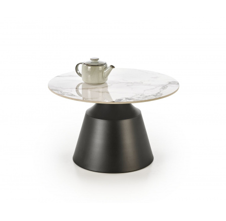 Konferenční stolek MAGNETA, efekt bílého mramoru / černá