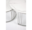 Konferenční stolek MERCURY 2 sada, stříbrná/ efekt bílého mramoru