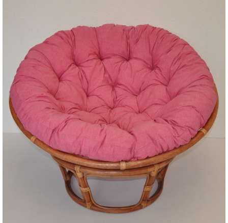 Ratanový papasan 110 cm koňak, polstr malinový melír Ratanový papasan 110 cm koňak, polstr malinový melír