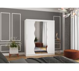 Šatní skříň s posuvnými dveřmi a zrcadlem KANSAS 180 Bílá+Bílá