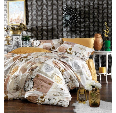 Saténový povlak na polštář Clock natur 40x40