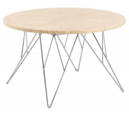 Konferenční stolek Prunus 80 cm travertin/ chrom