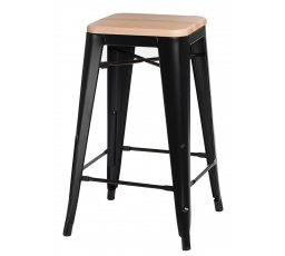 Barová židle Paris Wood 75 cm černá borovice přírodní