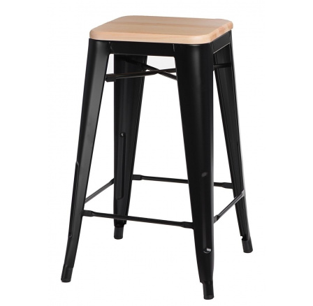 Barová židle Paris Wood 75 cm černá borovice přírodní