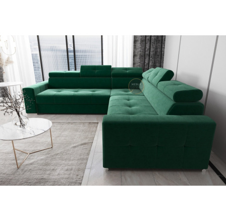 Rohová sedací souprava s funkcí spaní MARGO MAX 270x270 - Pravá strana, zelená