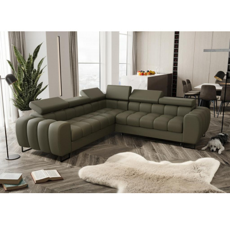 Rohová sedací souprava ASPEN MAX 260x260 cm přírodní kůže - pravá, Olivová kůže