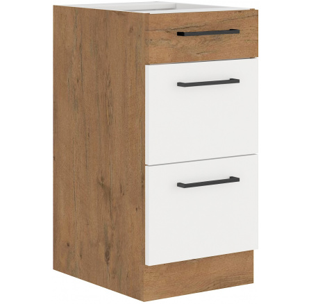 Dolní skřínka VEGAS - 40 D 3S BB, Dub Lancelot / Bílý lesk