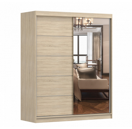 Šatní skříň BONO 05 se zrcadlem, Dub Sonoma Šatní skříň BONO 05 se zrcadlem, Dub Sonoma