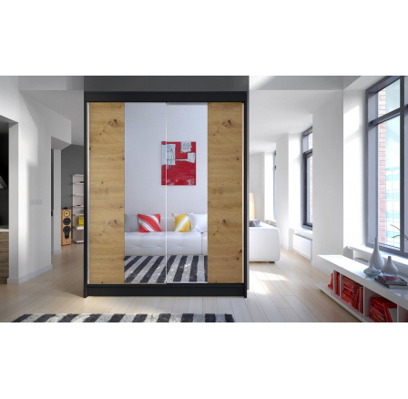 Šatní skříň CAMILA II 150, Černá/Dub artisan Šatní skříň CAMILA II 150, Černá/Dub artisan