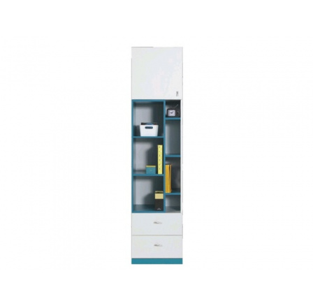 Regál MOBI - MO6, Bílý Lux / Tyrkysový