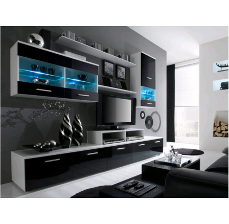 Obývací stěna LOGO II - bílá-černá NIGHT Obývací stěna LOGO II - bílá-černá NIGHT