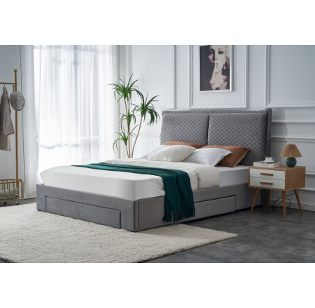 Postel s úložným prostorem BECKY 160, Šedý Velvet Postel s úložným prostorem BECKY 160, Šedý Velvet