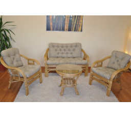 Ratanová sedací souprava Rio De Janeiro medová polstry tmavě béžový melír