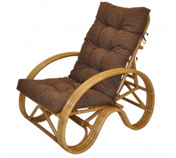 Ratanové křeslo polohovací medové polstr hnědý melír