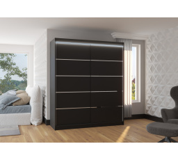 Posuvná skříň s LED osvětlením SPECTRA 180 Černá+Černá