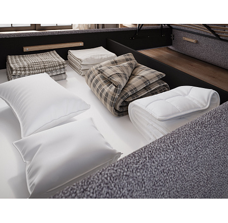 Bed Ollival 140x200 with metal frame and storage box, beige velvet Paolli 04 160x200 1