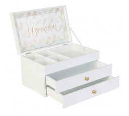 Bílá šperkovnice se zásuvkami