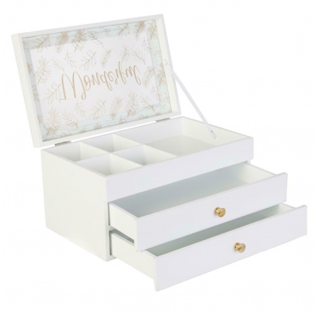 Bílá šperkovnice se zásuvkami Bílá šperkovnice se zásuvkami