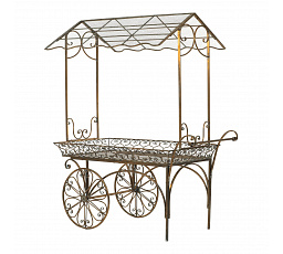 Kočár kovový - dekorační, barva měděná