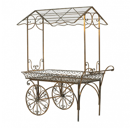 Kočár kovový - dekorační, barva měděná