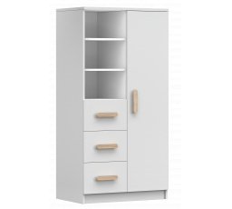 Regál 80 3S1D SMYK I - 05, Bílá Mat/Sonoma
