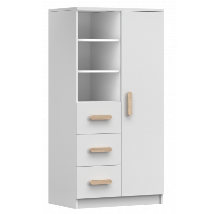 Regál 80 3S1D SMYK I - 05, Bílá Mat/Sonoma