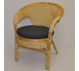 Ratanové křeslo Kina medové polstr tmavě šedý melír