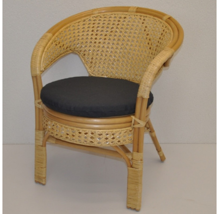 Ratanové křeslo Kina medové polstr tmavě šedý melír