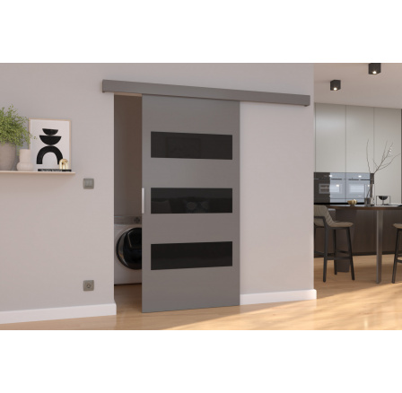Posuvné dveře na stěnu ARES 106 Gray+Black Lacobel