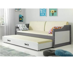 Dvojpostel David Grafit, doplňky bílé, zásuvka bílá 80 X 190