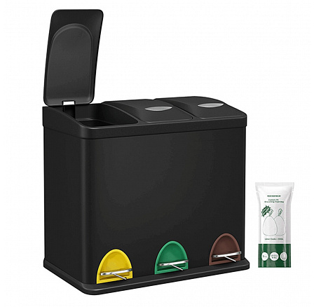 Koš na odpadky, plast, černá, AUK-E1124 BK