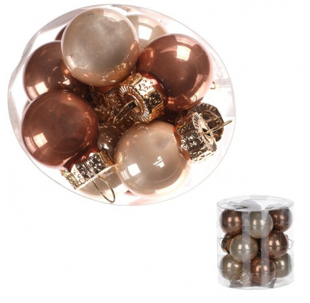 Ozdoby skleněné - pr. 2 cm, karamelové, cena za balení (12 ks)