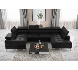 Rohová sedací souprava TOSCANIA MAX I 170x350x185 cm přírodní kůže - černá kůže , levá