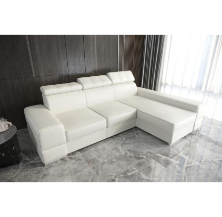 Rohová sedací souprava ROYAL 295×185 - bílá eko kůže , pravá